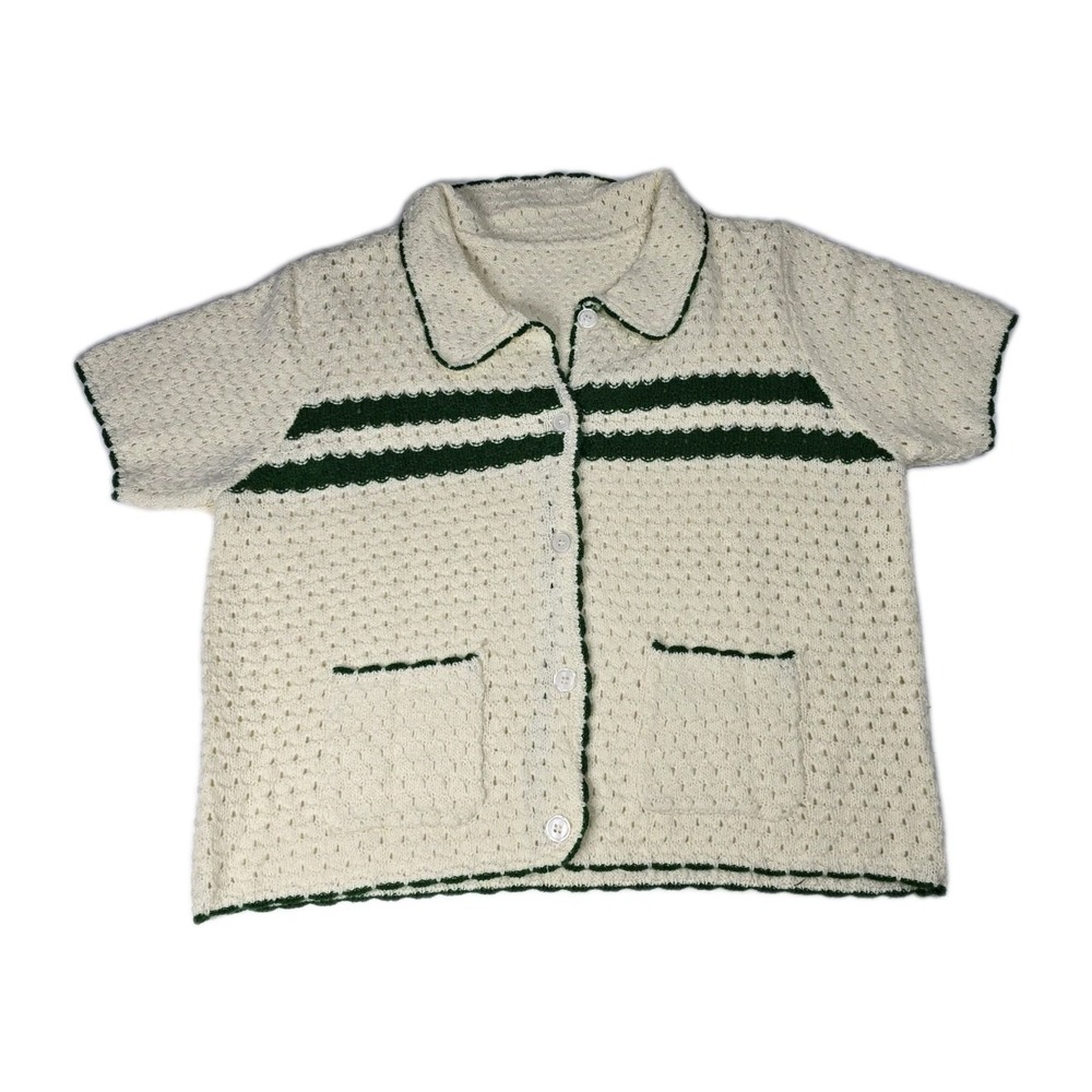 Vintage Shein Cardigan Sweater Shirt Womens Large Striped‎ Knit Y2K